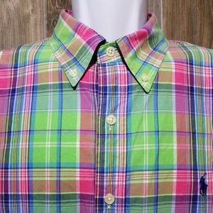 RALPH LAUREN SHIRT PINK & GREEN PLAID